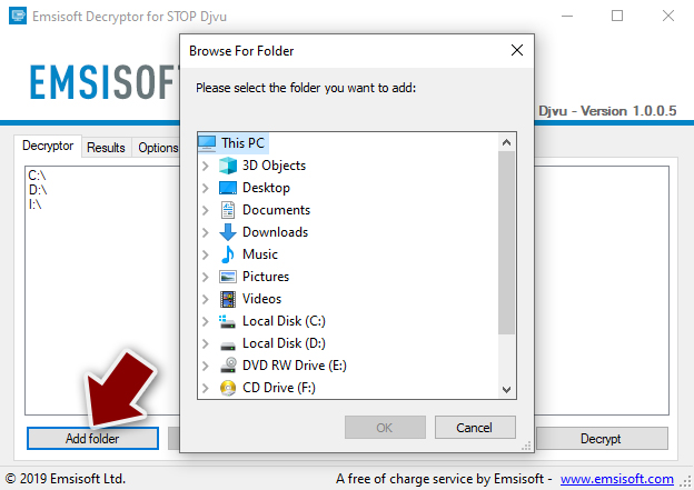 Ransomware: usa el desencriptador de Emsisoft para STOP/Djvu