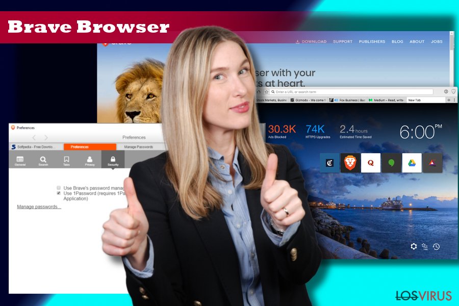 Showing Brave browser's start page