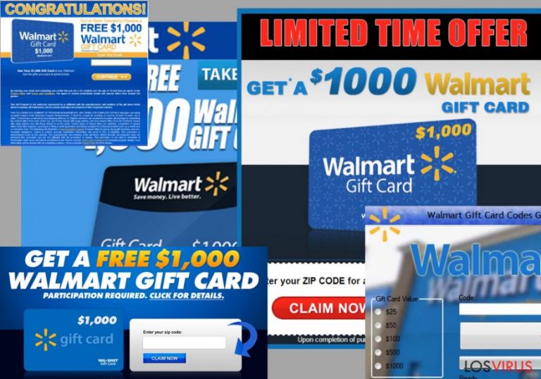 Ejemplo de los anuncios $1000 Walmart Gift Card Winner