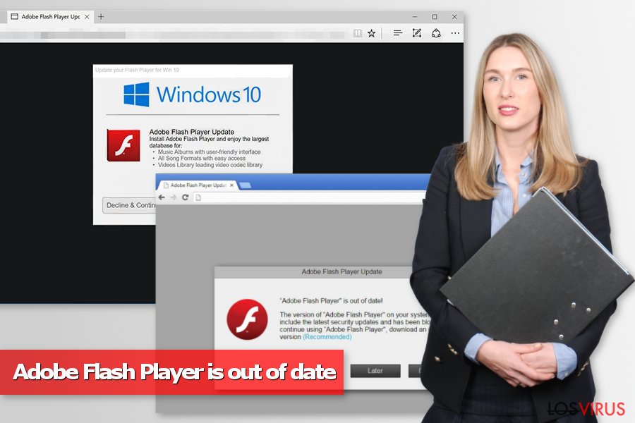 Imagen de los pop-ups "Adobe Flash Player está desactualizado"