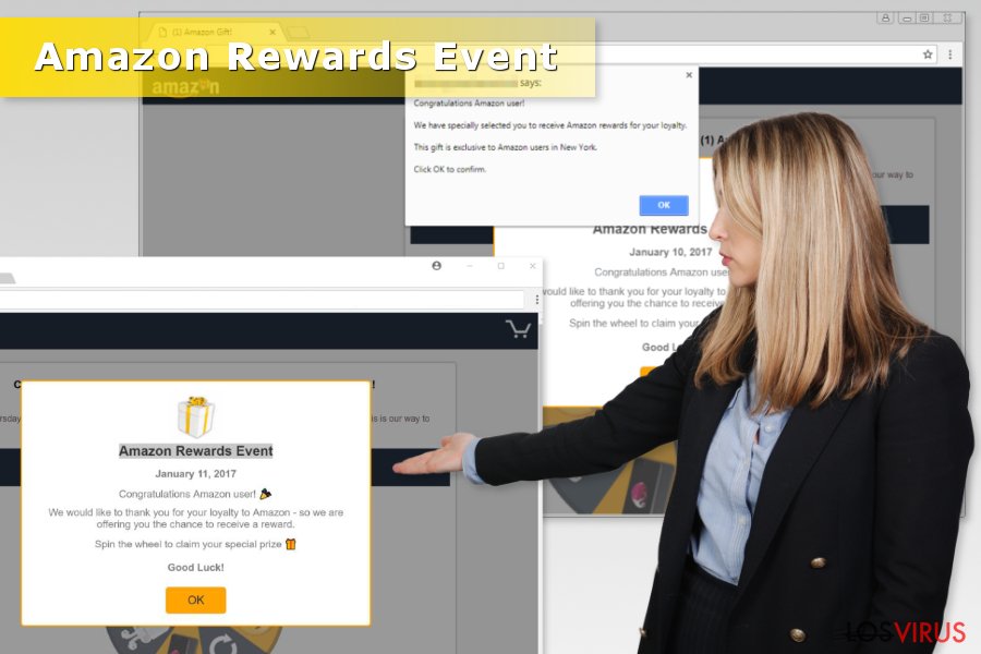 Ilustración de la estafa "Amazon Rewards Event"