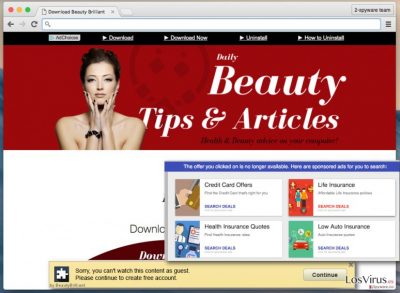 Eliminar los anuncios de Beauty Brilliant (Guía de eliminación de virus)