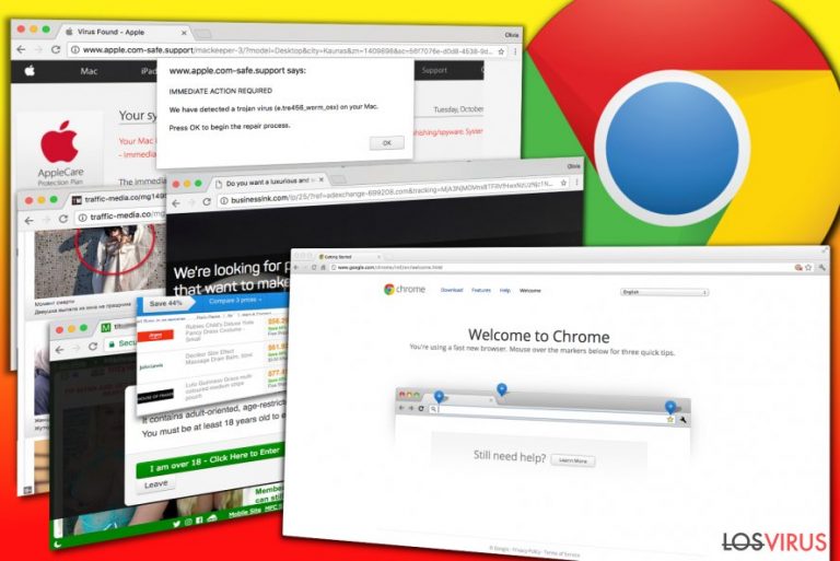 Ejemplos de anuncios mostrados por adwares de Chrome