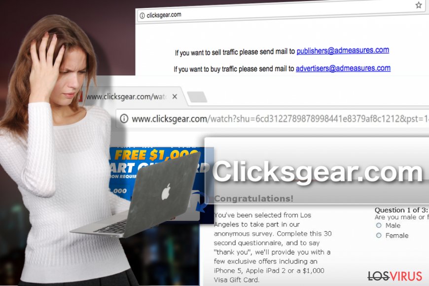 Ilustración del virus adware Clicksgear.com