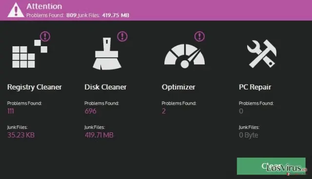 The example of Cloud System Care application