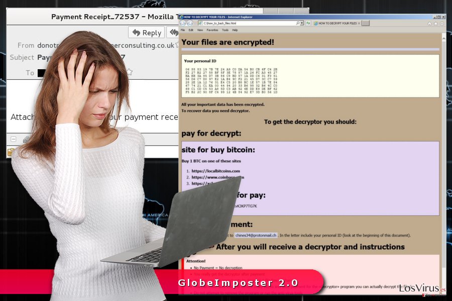 La imagen del virus ransomware GlobeImposter 2.0