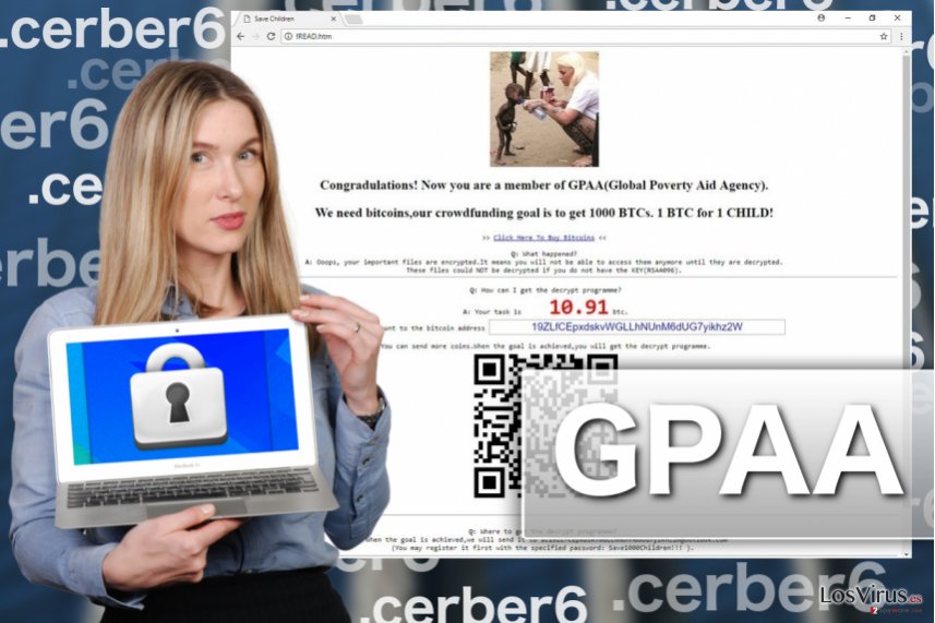 Ilustración del virus ransomware GPAA