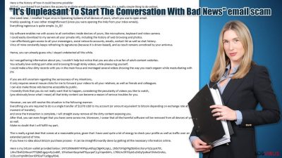 Email estafa "It's Unpleasant To Start The Conversation With Bad News"