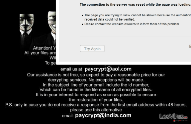 The note of PayCrypt virus