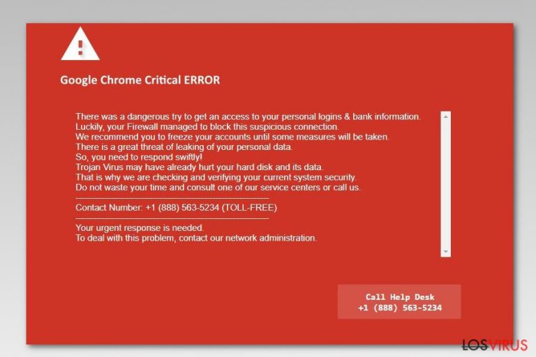 Pantallazo de Google Chrome Critical Error
