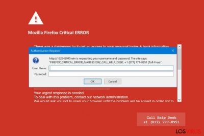 Pantallazo de Mozilla Firefox Critical ERROR