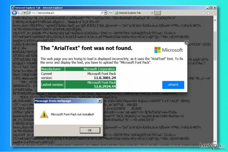 Anuncios "The ArialText font was not found"