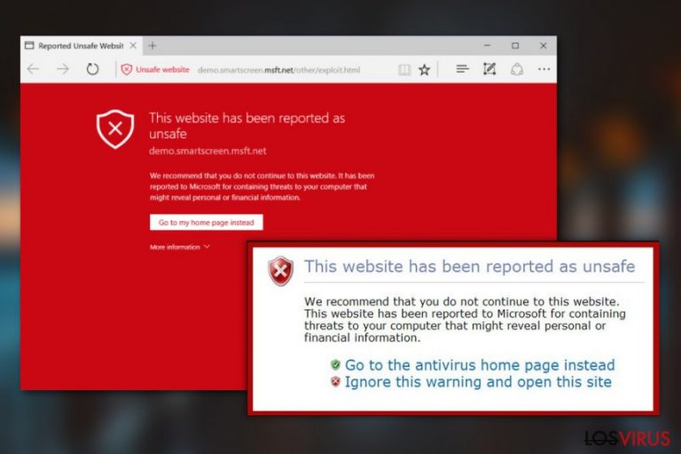 Virus "Esta página web ha sido denunciada como insegura"