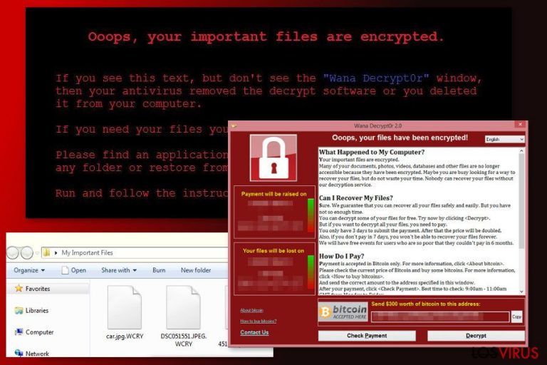 Imagen del virus ransomware WannaCry 2.0