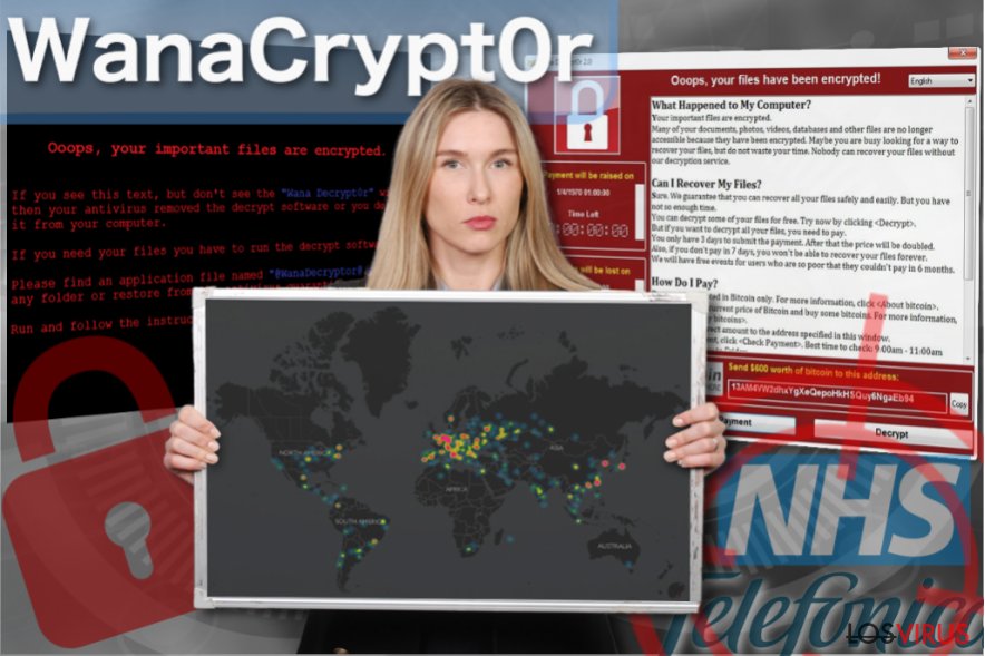 Ilustración del virus ransomware WanaCrypt0r