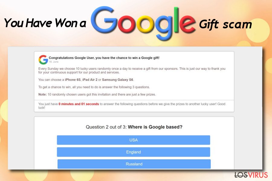 Adware "You Have Won A Google Gift"